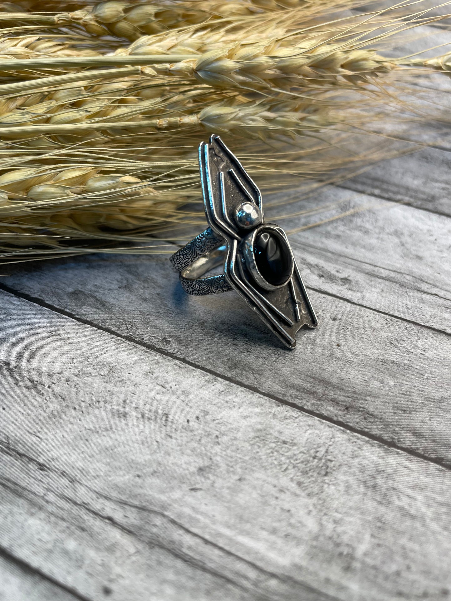 Onyx Spider Ring