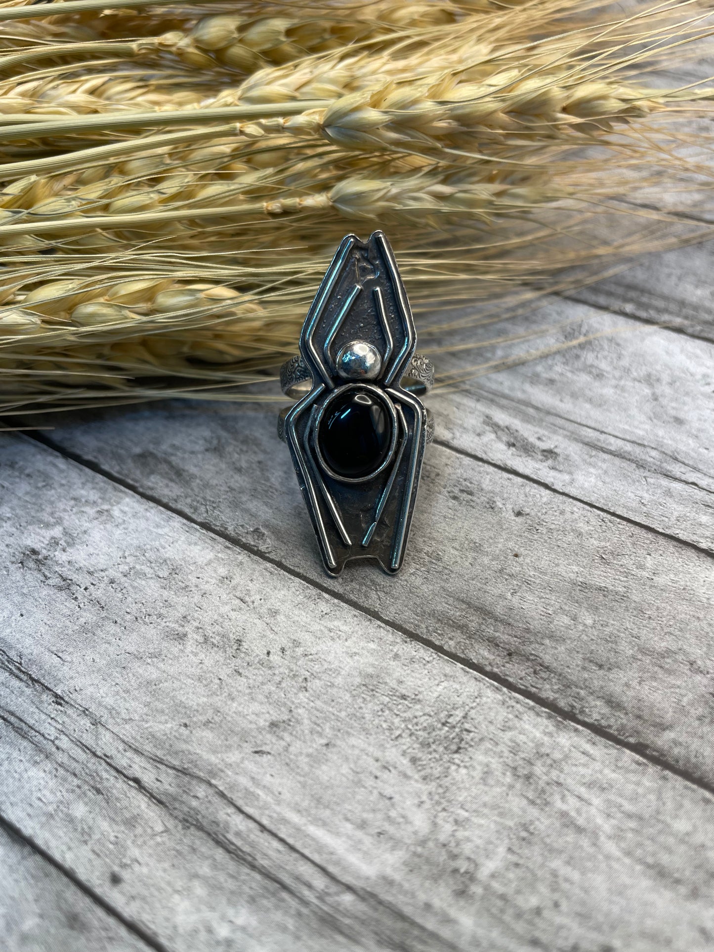 Onyx Spider Ring
