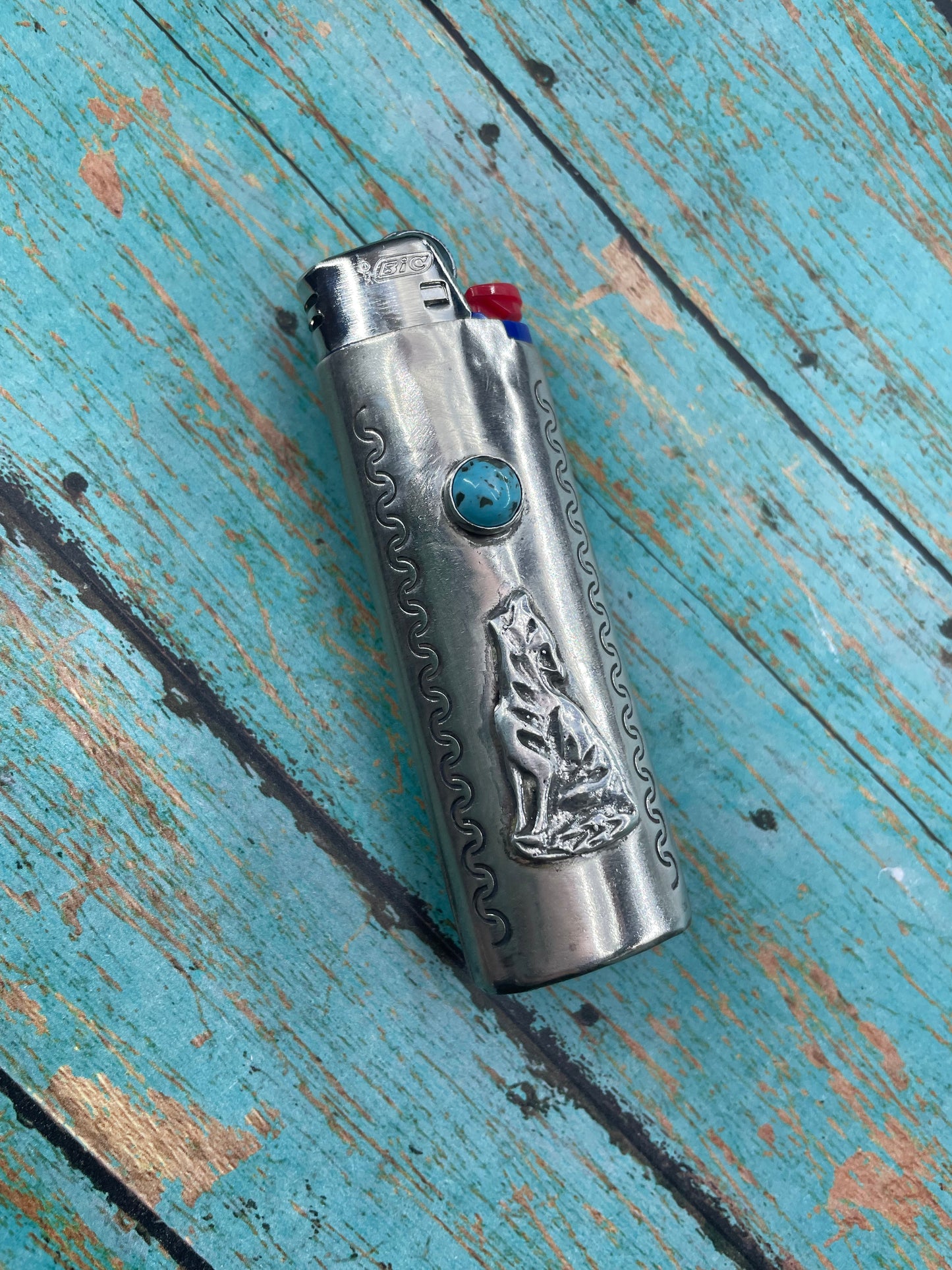 Turquoise lighter cover