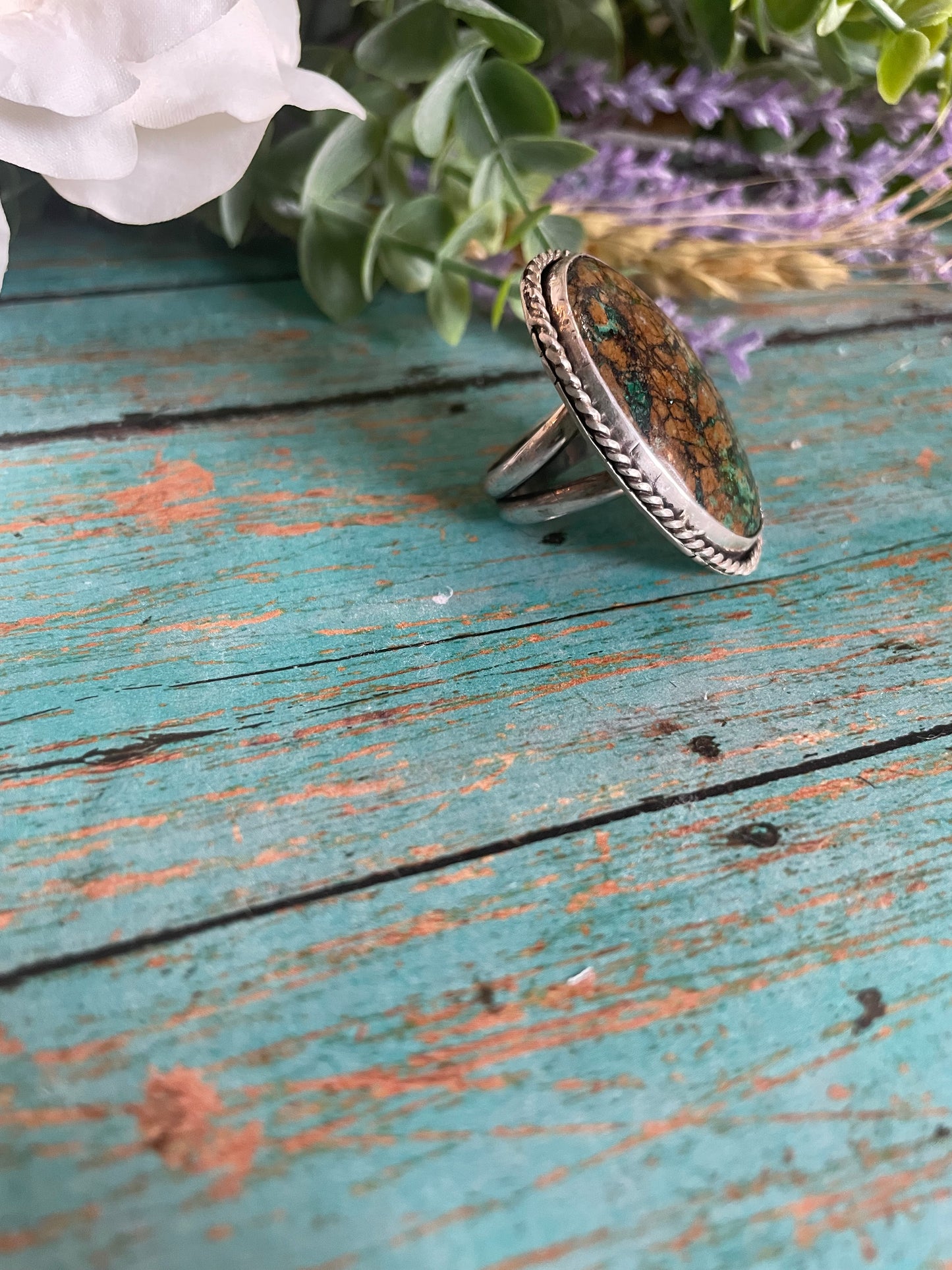 Boulder turquoise statement ring