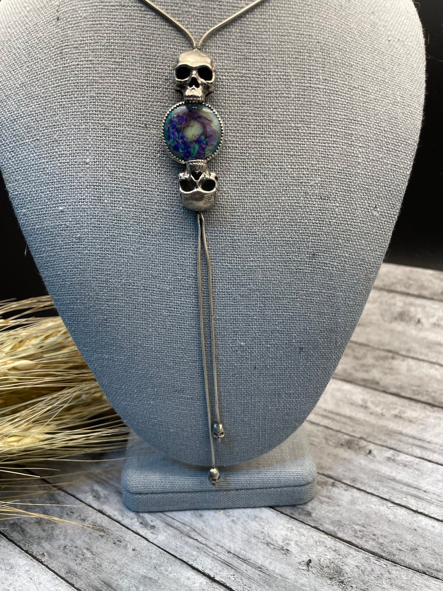 Skull and Sterling Opal Necklace