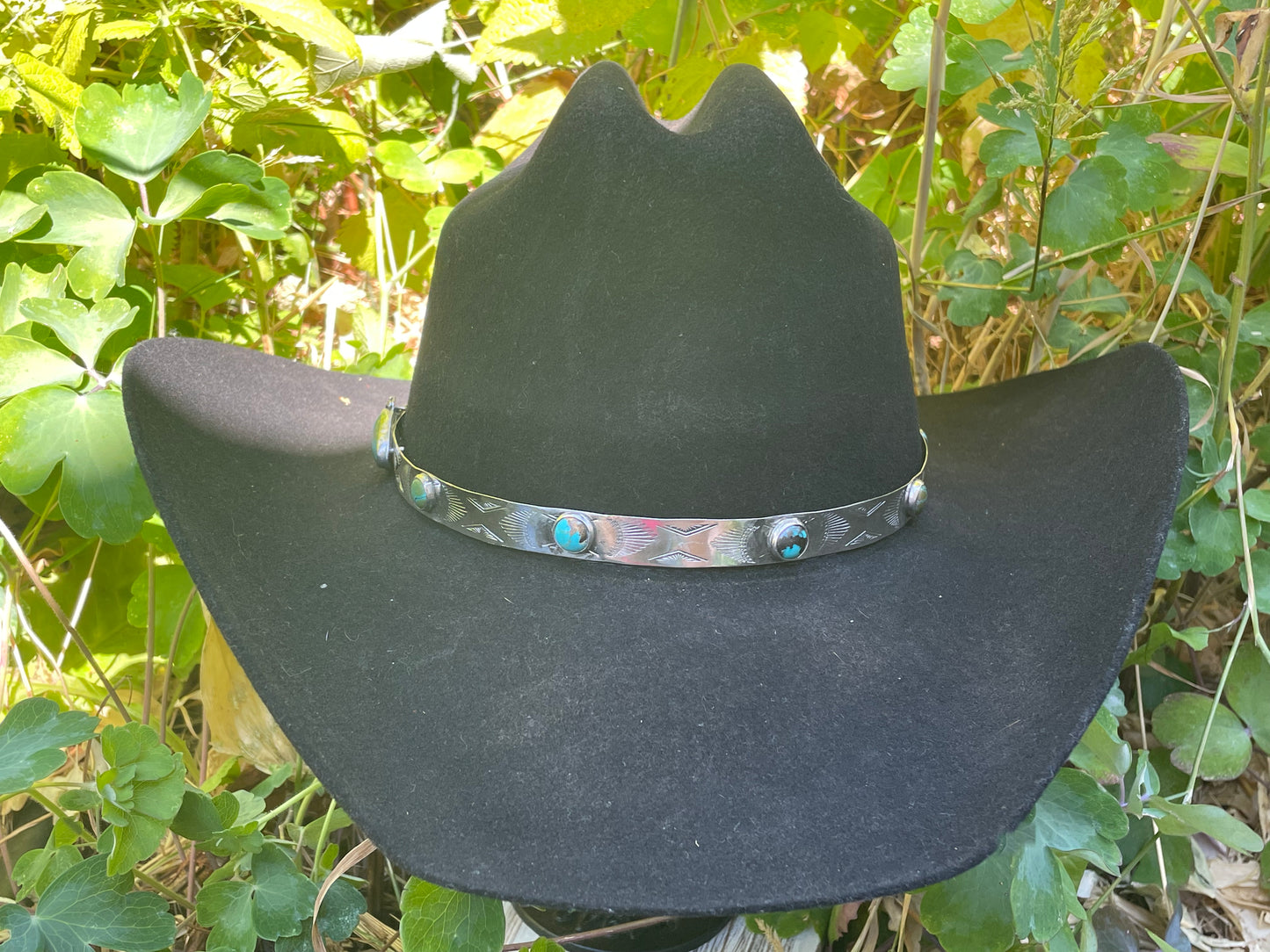 Lucky Rabbit Turquoise and Sterling Hat Band