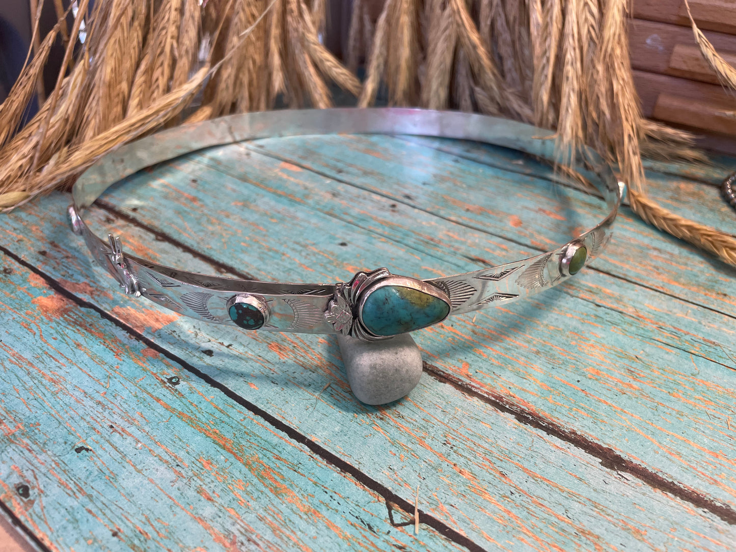 Lucky Rabbit Turquoise and Sterling Hat Band