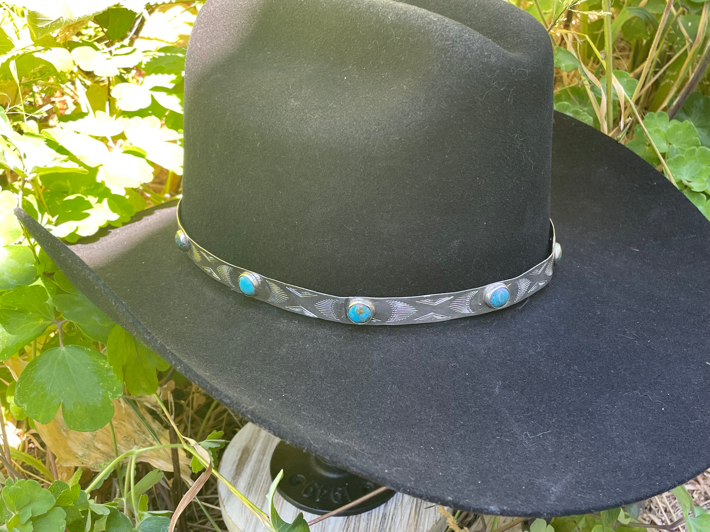 Lucky Rabbit Turquoise and Sterling Hat Band