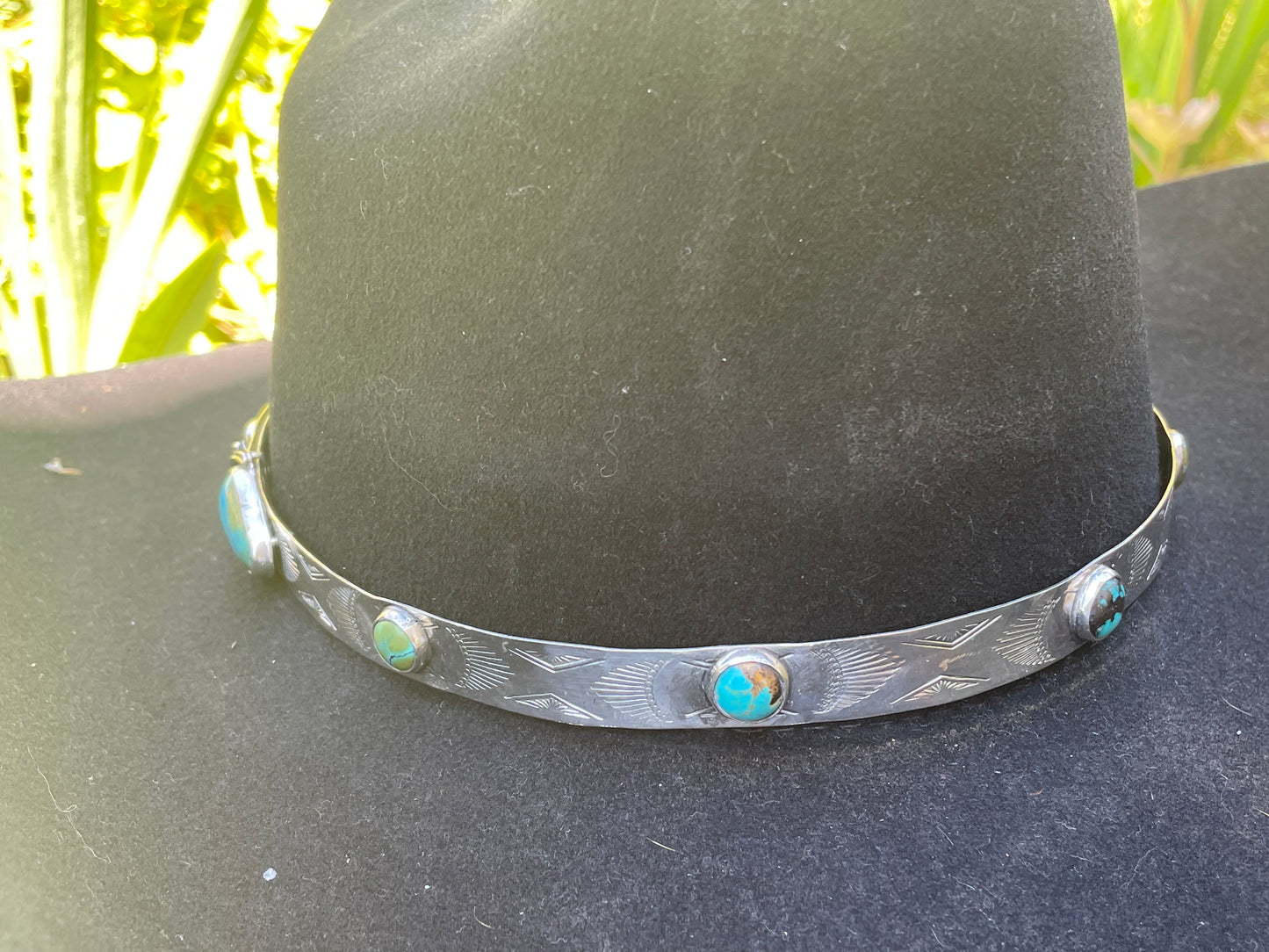 Lucky Rabbit Turquoise and Sterling Hat Band