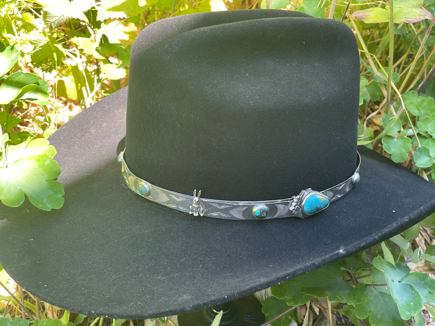 Lucky Rabbit Turquoise and Sterling Hat Band