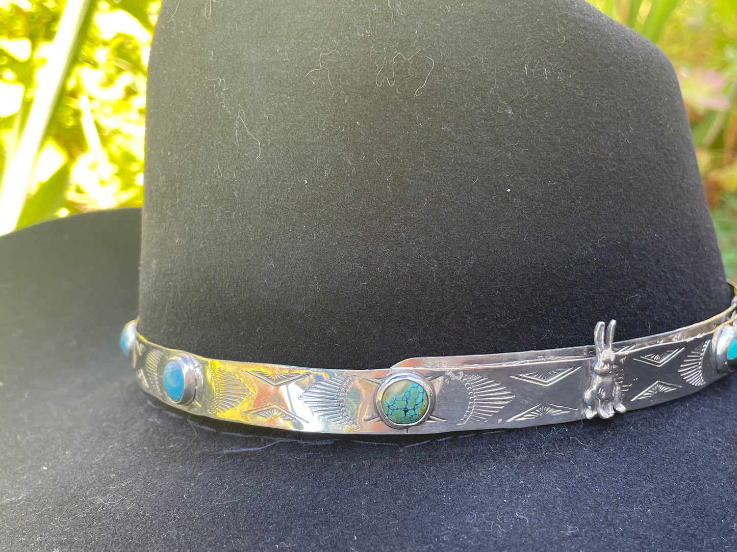 Lucky Rabbit Turquoise and Sterling Hat Band