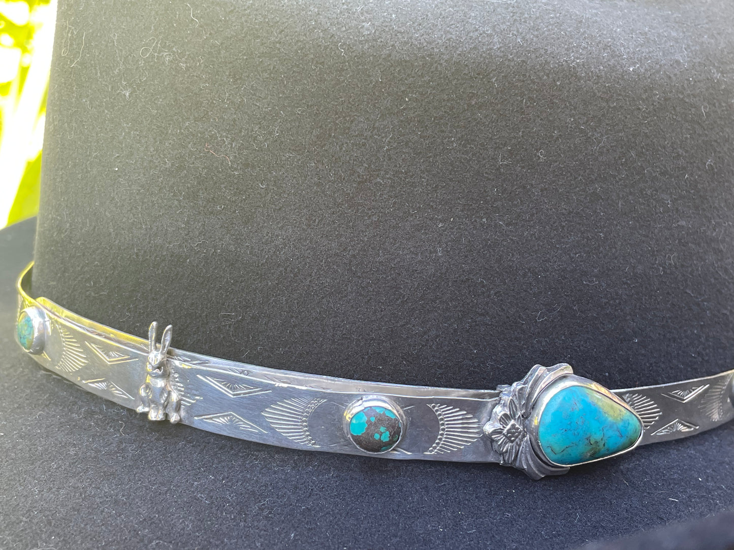 Lucky Rabbit Turquoise and Sterling Hat Band